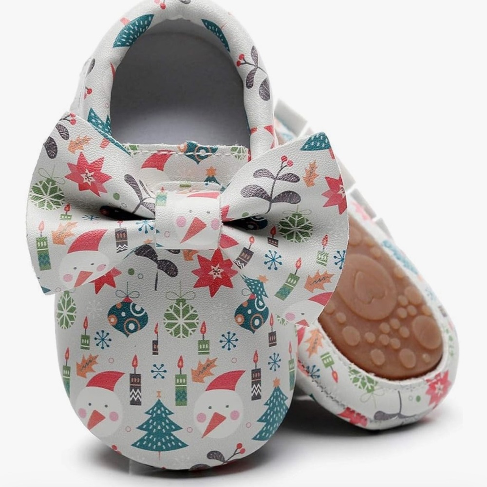 Baby Moccasin Holiday Shoes with Bow